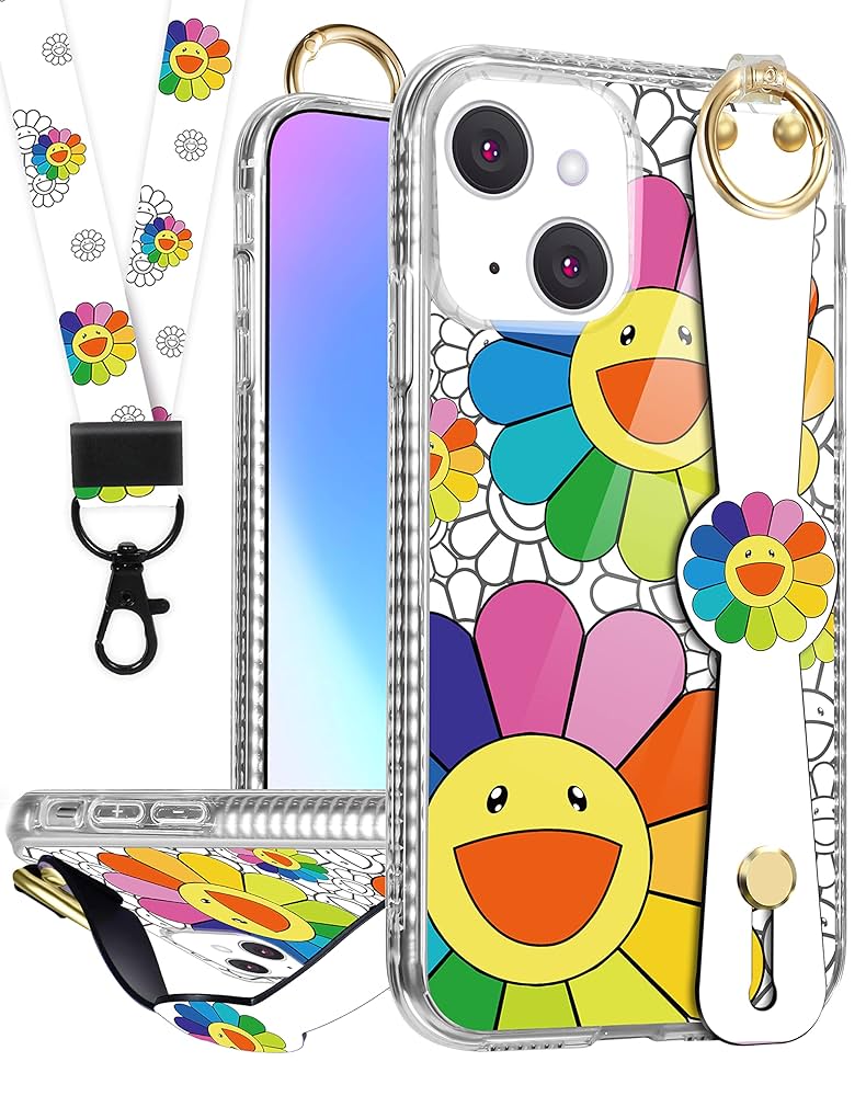 LISEVO (2in1 Takashi Murakami Floral Case for iPhone 14 Plus